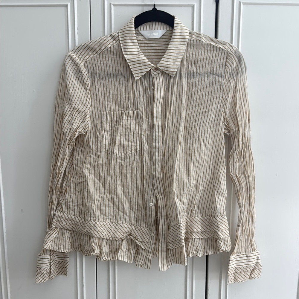 Cream and Gold Striped Blouse
